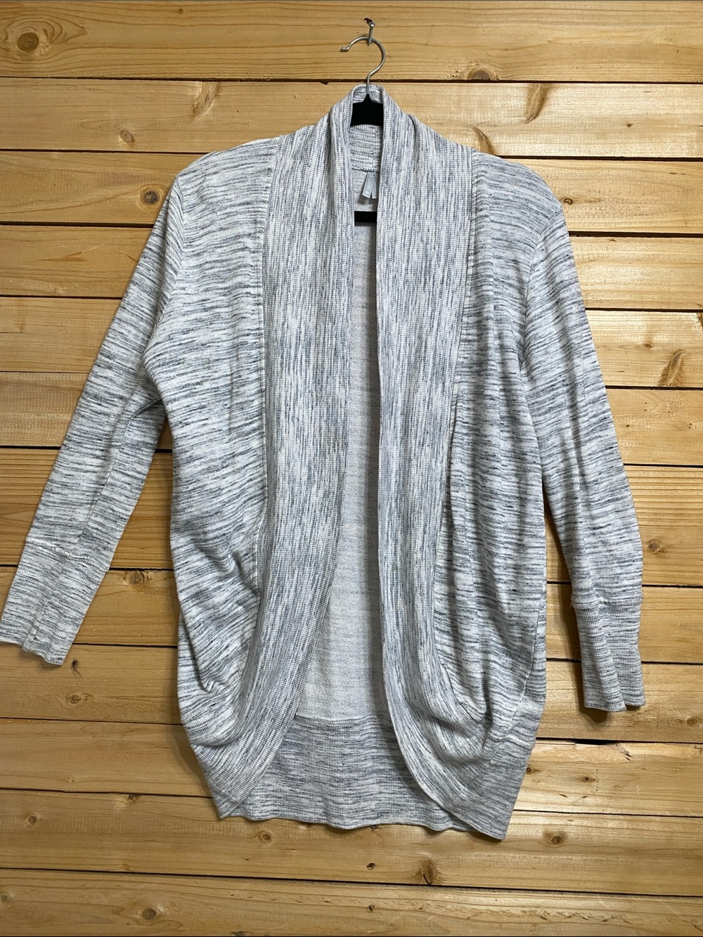 Light Gray Open Front Draped Women's Sweater Cardigan
